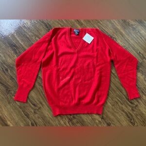 Burberry Bright Red V-Neck Sweater Men’s Large